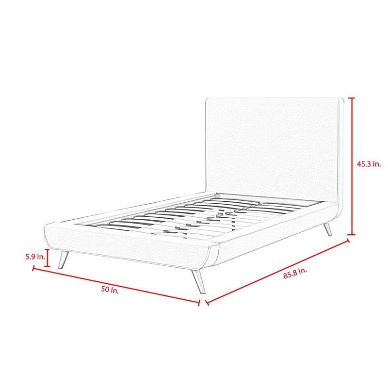 Lyle Beds Grey Linen Twin Upholstered Walnut Tapered Legs