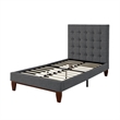 Blake Beds Light Gray Linen Full Button Tufted