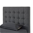 Blake Beds Light Gray Linen Full Button Tufted