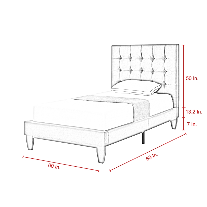 Blake Beds Light Gray Linen Full Button Tufted