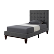 Blake Beds Light Gray Linen Full Button Tufted