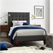 Blake Beds Light Gray Linen Full Button Tufted