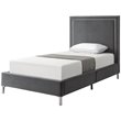 Tristan Beds Gray Velvet Full Nailhead Trim