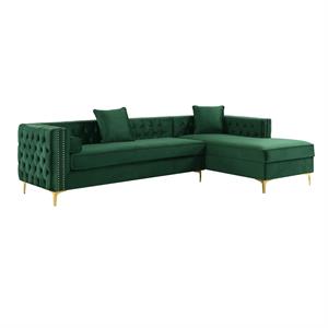 Levi Sofas Hunter Green Velvet 70L x 115W x 30H Gold Nailhead Trim Button Tufted