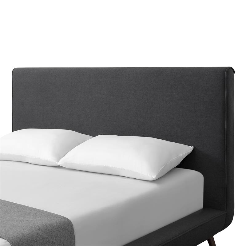 Lyle Beds Charcoal Linen Queen Upholstered Walnut Tapered Legs
