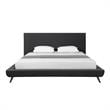 Lyle Beds Charcoal Linen King Upholstered Walnut Tapered Legs