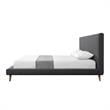 Lyle Beds Charcoal Linen King Upholstered Walnut Tapered Legs