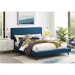 Lyle Beds Denim Linen King Upholstered Walnut Tapered Legs