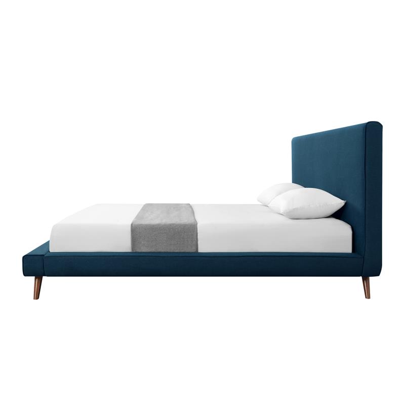 Lyle Beds Denim Linen King Upholstered Walnut Tapered Legs