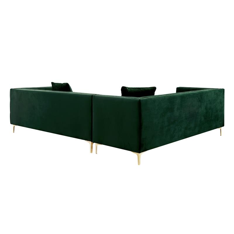 Levi Sofas Hunter Green Velvet Gold Nailhead Trim Button Tufted