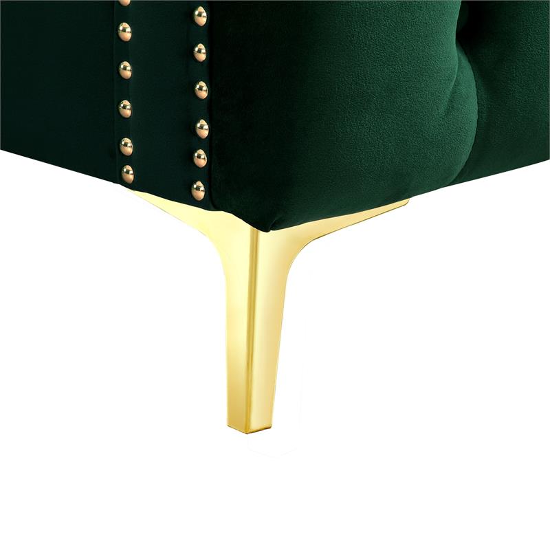 Levi Sofas Hunter Green Velvet Gold Nailhead Trim Button Tufted