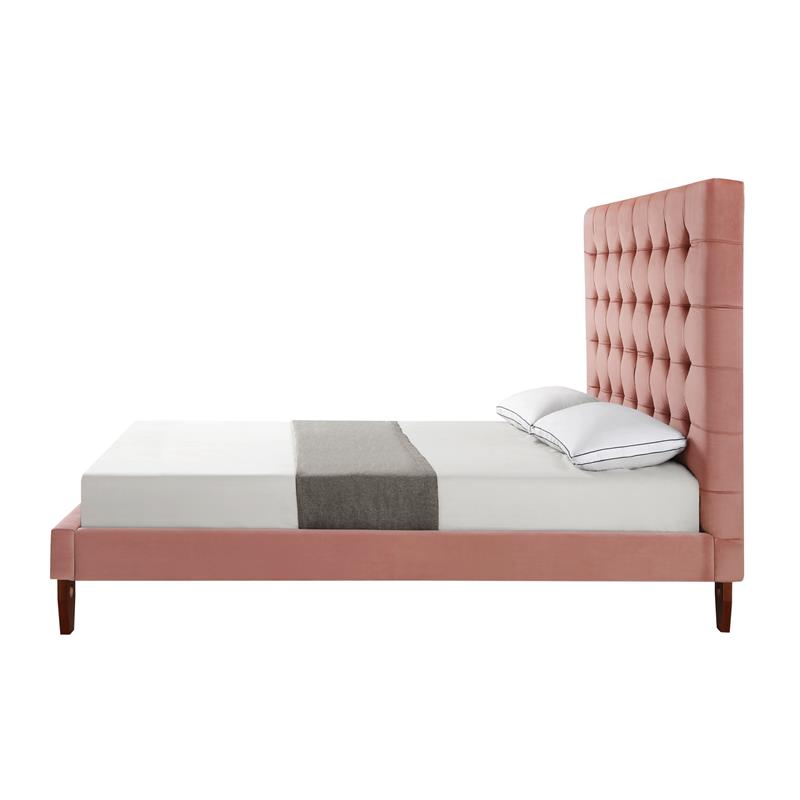 Blake Beds Blush Velvet Queen Button Tufted