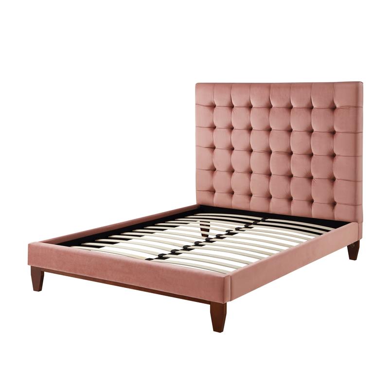 Blake Beds Blush Velvet Queen Button Tufted
