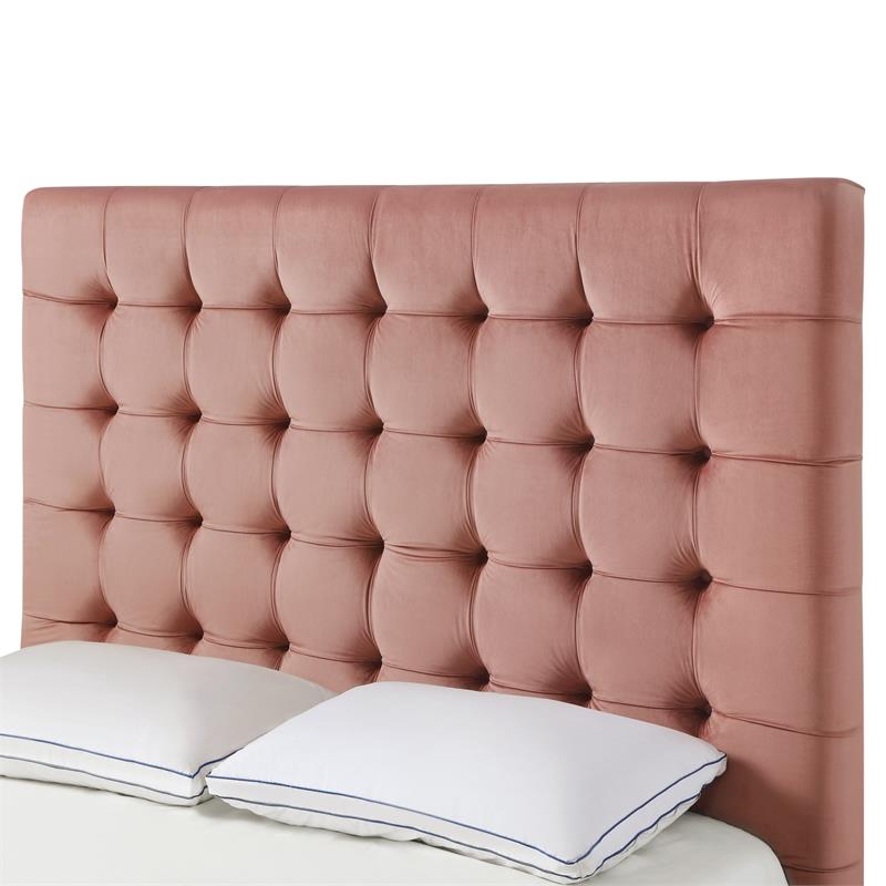 Blake Beds Blush Velvet Queen Button Tufted