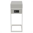 Phoenix End Tables Grey And Chrome 2 USB Charging Ports 2 Outlets Power Plug