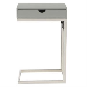 Phoenix End Tables Grey And Chrome 2 USB Charging Ports 2 Outlets Power Plug