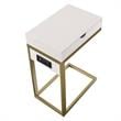 Phoenix End Tables White And Gold 2 USB Charging Ports 2 Outlets Power Plug
