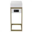 Phoenix End Tables White And Gold 2 USB Charging Ports 2 Outlets Power Plug