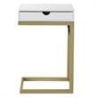 Phoenix End Tables White And Gold 2 USB Charging Ports 2 Outlets Power Plug
