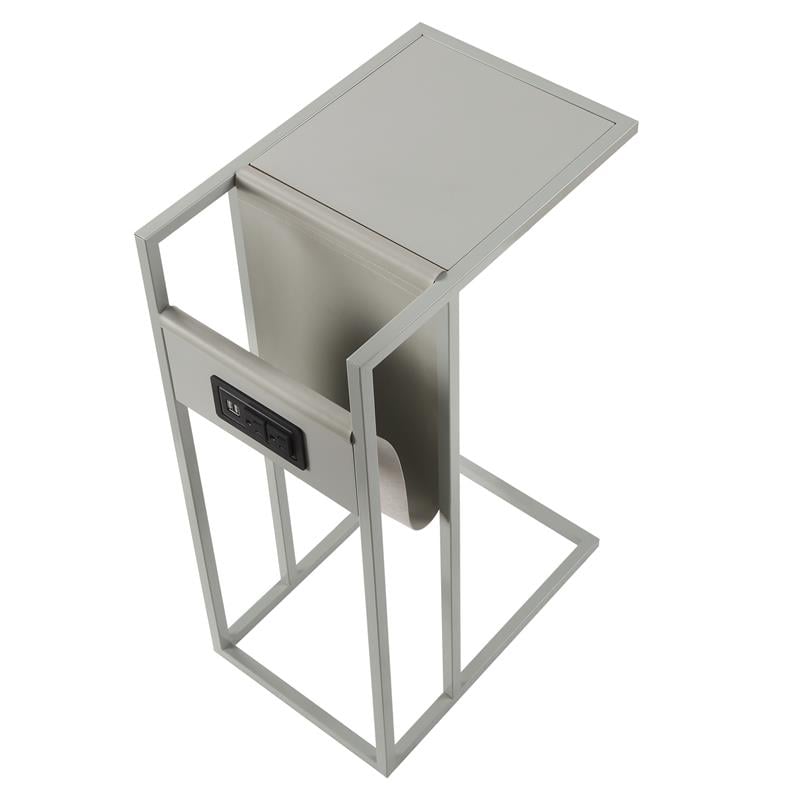 Axl End Tables Grey And Grey 2 USB Charging Ports 2 Outlets Power Plug