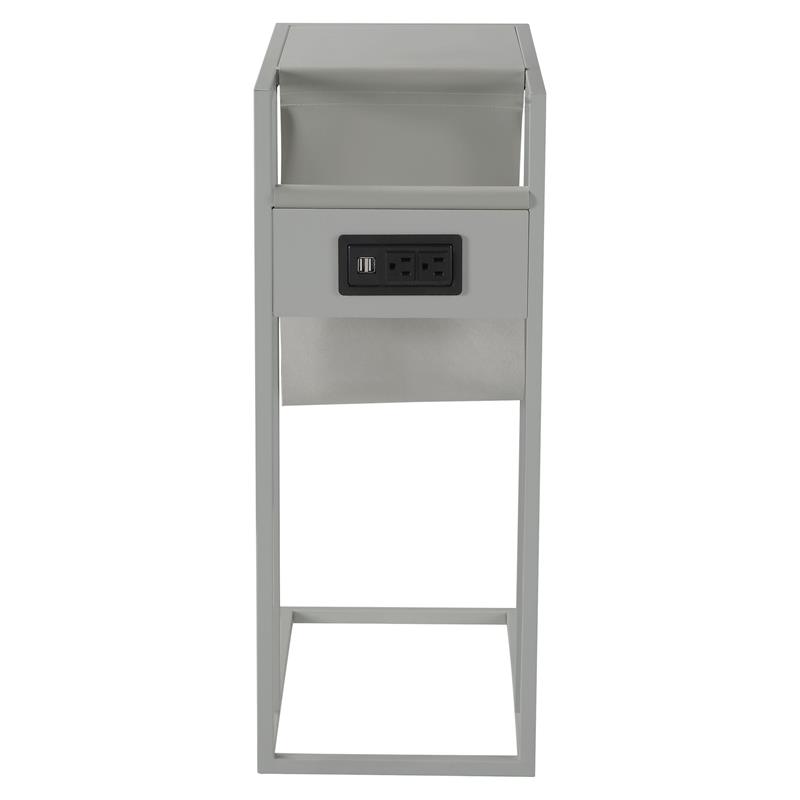 Axl End Tables Grey And Grey 2 USB Charging Ports 2 Outlets Power Plug