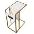 Axl End Tables White And Gold 2 USB Charging Ports 2 Outlets Power Plug