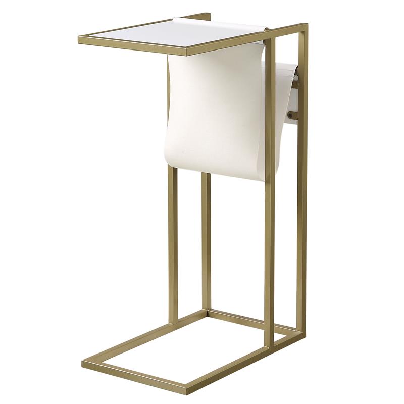 Axl End Tables White And Gold 2 USB Charging Ports 2 Outlets Power Plug