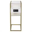 Axl End Tables White And Gold 2 USB Charging Ports 2 Outlets Power Plug