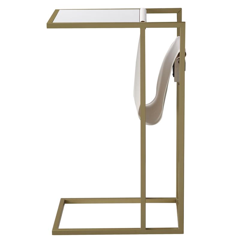 Axl End Tables White And Gold 2 USB Charging Ports 2 Outlets Power Plug