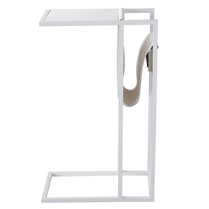 Axl End Tables White And White 2 USB Charging Ports 2 Outlets Power Plug