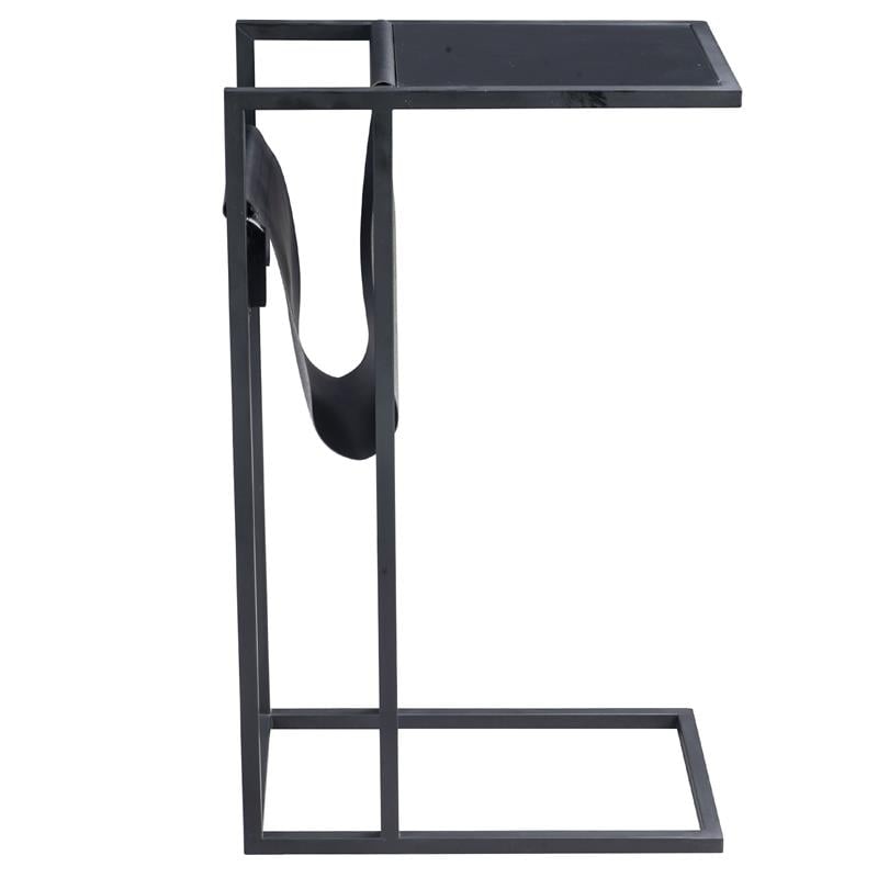 Axl End Tables Black And Black 2 USB Charging Ports 2 Outlets Power Plug