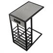 Arian End Tables Grey And Black Magazine Holder 2 USB Charging Ports