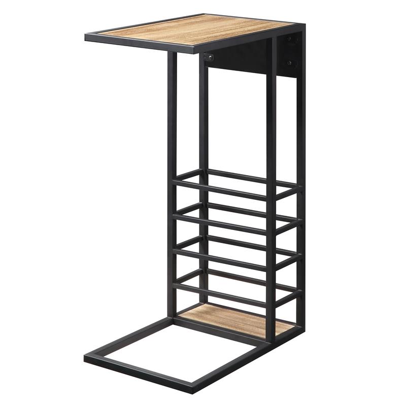 Arian End Tables Brown And Black Magazine Holder 2 USB Charging Ports