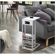 Arian End Tables White And White Magazine Holder 2 USB Charging Ports
