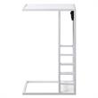 Arian End Tables White And White Magazine Holder 2 USB Charging Ports