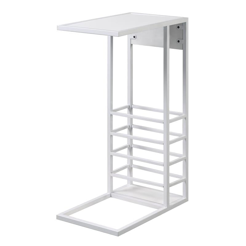 Arian End Tables White And White Magazine Holder 2 USB Charging Ports