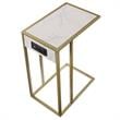 Cain End Tables White And Gold 2 USB Charging Ports 2 Outlets Power Plug