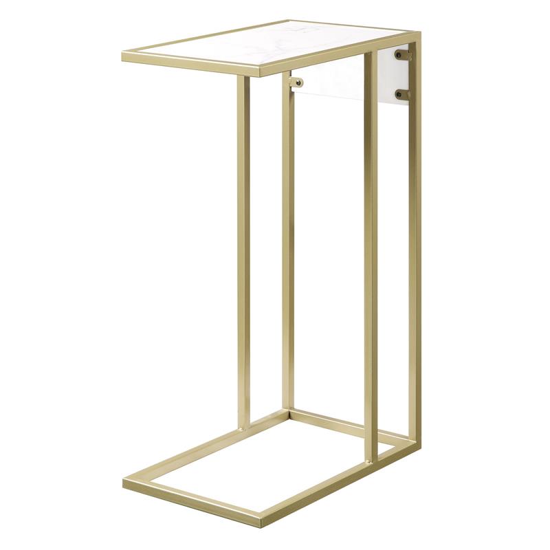 Cain End Tables White And Gold 2 USB Charging Ports 2 Outlets Power Plug