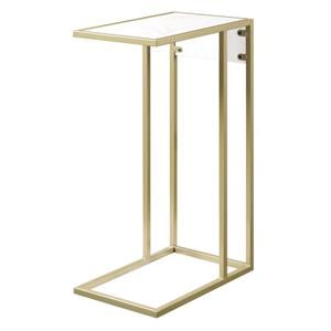 Cain End Tables White And Gold 2 USB Charging Ports 2 Outlets Power Plug
