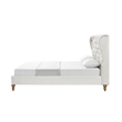 Aubriana Bed Cream White Linen Queen Button Tufted Headboard Wingback