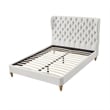 Aubriana Bed Cream White Linen Queen Button Tufted Headboard Wingback