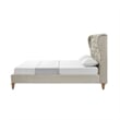 Aubriana Yellow wood Bed Beige Linen King Button Tufted Headboard Wingback