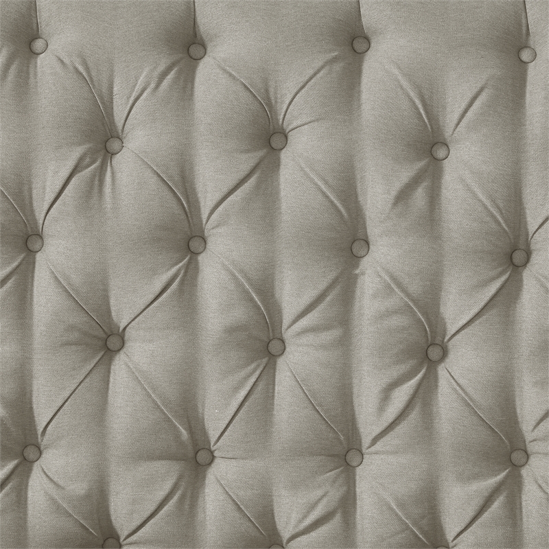 Aubriana Yellow wood Bed Beige Linen King Button Tufted Headboard Wingback