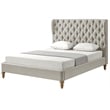 Aubriana Bed Yellow Beige Linen Twin Button Tufted Headboard Wingback