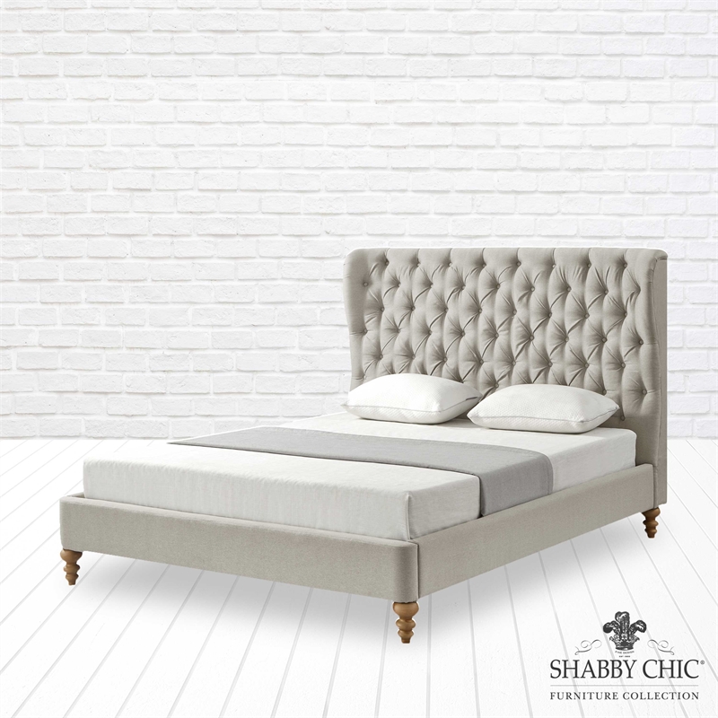 Aubriana Bed Yellow Beige Linen Twin Button Tufted Headboard Wingback