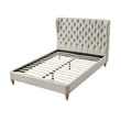 Aubriana Bed Yellow Beige Linen Twin Button Tufted Headboard Wingback