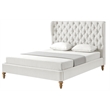 Aubriana Bed Cream White Linen Twin Button Tufted Headboard Wingback