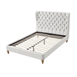 Aubriana Bed Cream White Linen Twin Button Tufted Headboard Wingback