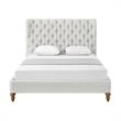 Aubriana Bed Cream White Linen King Button Tufted Headboard Wingback