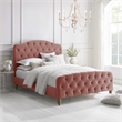 Calliope Bed Blush Velvet Queen Diamond Tufted Headboard and Footboard